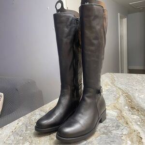 La Canadienne Women's Hogan Buckled Black Leather Riding Boots Size 7
